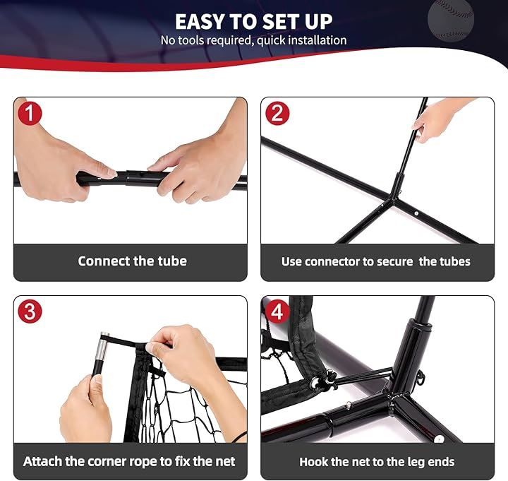 穏やかな prezon 野球ネット ベースボールネット 練習用 バッティングネット ピッチングネット スチール製 野球器具 硬式|軟式対応 収納バック付き ９マス枠 口字型枠付き室内 屋外用 セット レッド|ブラック 丸穴 212x212x108 送料無料！