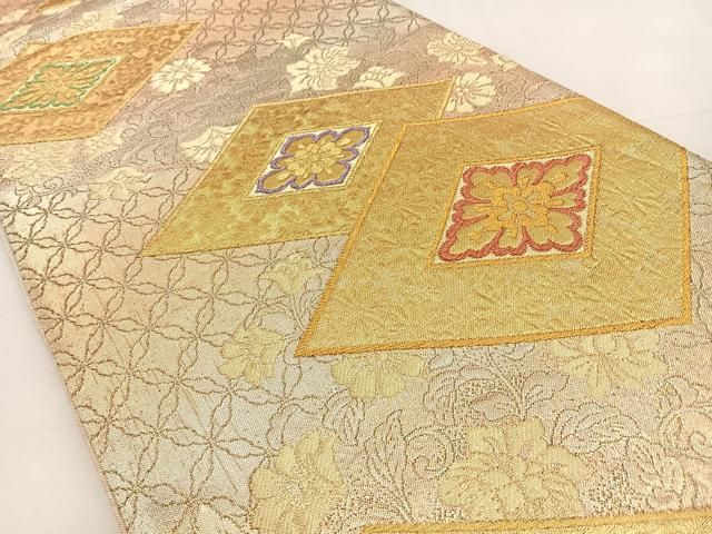 平和屋着物◎佐賀錦 六通柄袋帯 花菱文 金銀糸 正絹 逸品