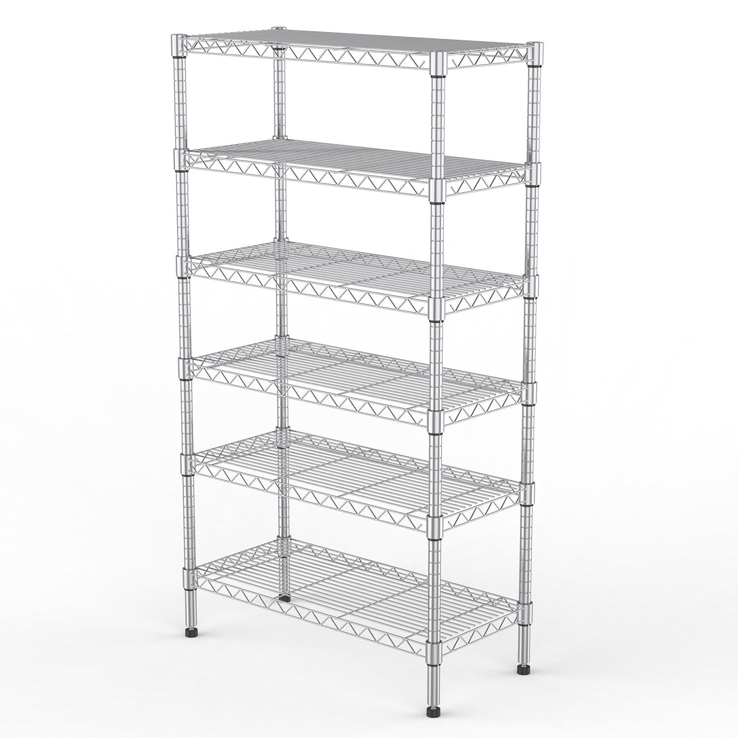 数量 耐荷重390kg 幅59×34奥行×高さ150cm ポール径19mm 6段 防サビ キッチン収納 棚 シェルフ メタル シルバー スチールラック ラック Luckycoco