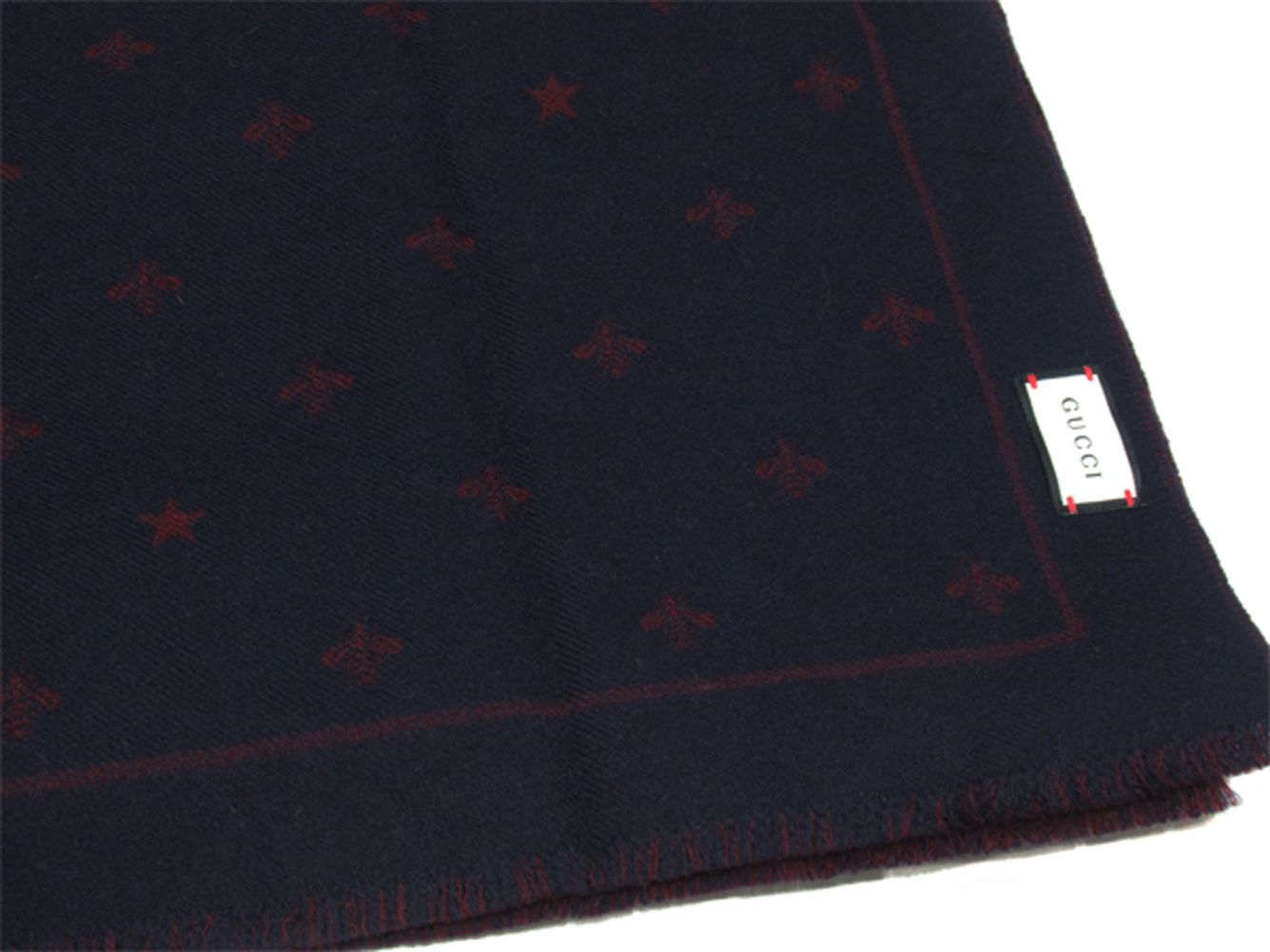 【美品】GUCCI グッチ マフラー リバーシブル 蜂 星 ネイビー グレー GUCCI グッチ マフラー BEE&スター ハチと星｜Yahoo!フリマ（旧