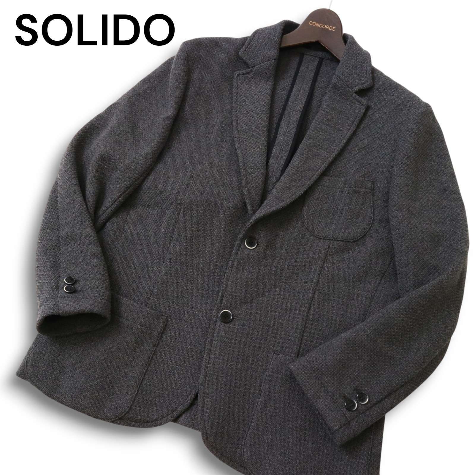 SOLIDO ソリード 秋冬 ウール100％☆ ニット テーラード ジャケット Sz 