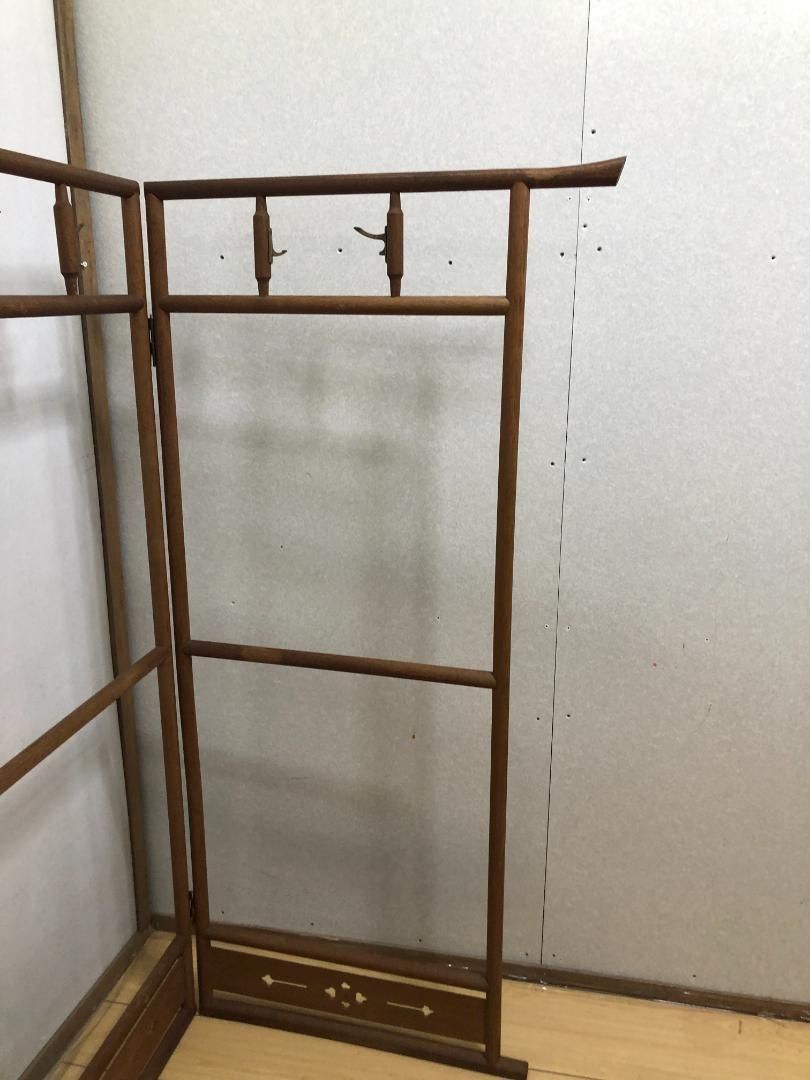 屏風式　衣紋掛け 折り畳み インテリア　昭和アンティーク　250406-4 屏風式衣紋掛け 折り畳み インテリア昭和アンティーク250406-4
