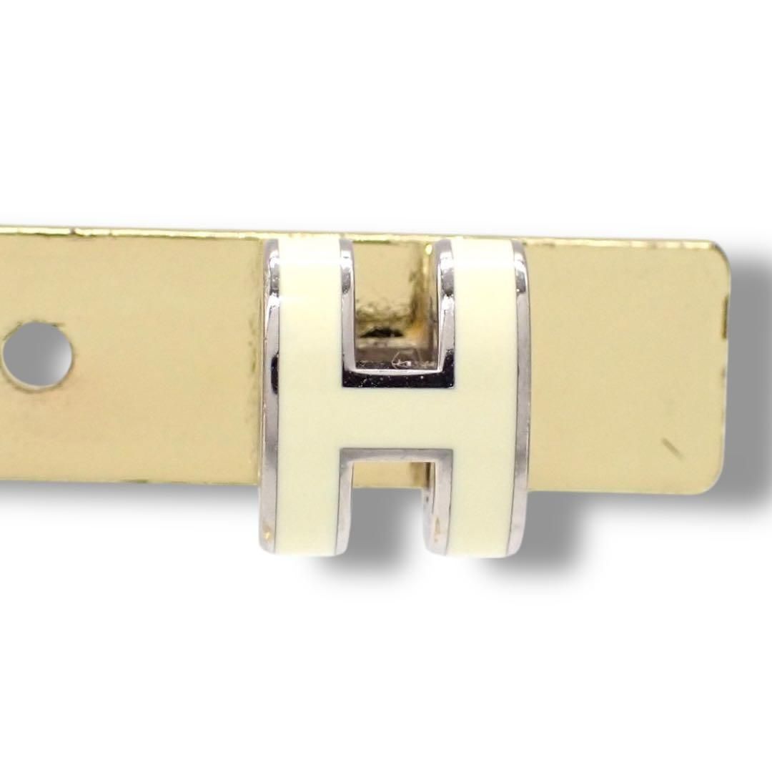 エルメス ミニポップアッシュH 片耳 ピアス アイボリー シルバー 4091