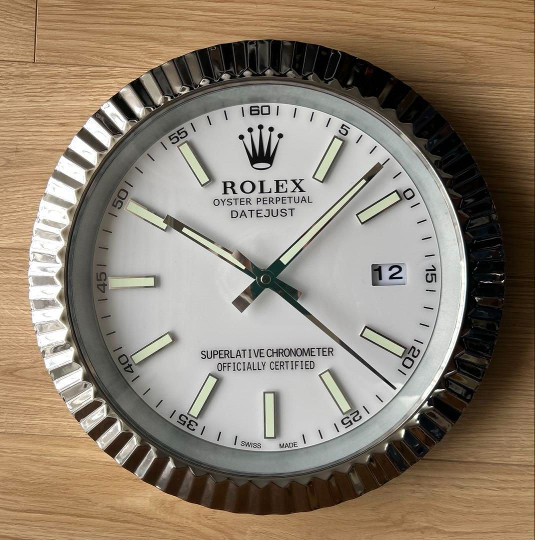希少　海外販促用　ROLEX ロレックス　デイトジャスト大型掛け時計　シルバー 海外販促用 ROLEX ロレックス デイトジャスト大型掛け時計