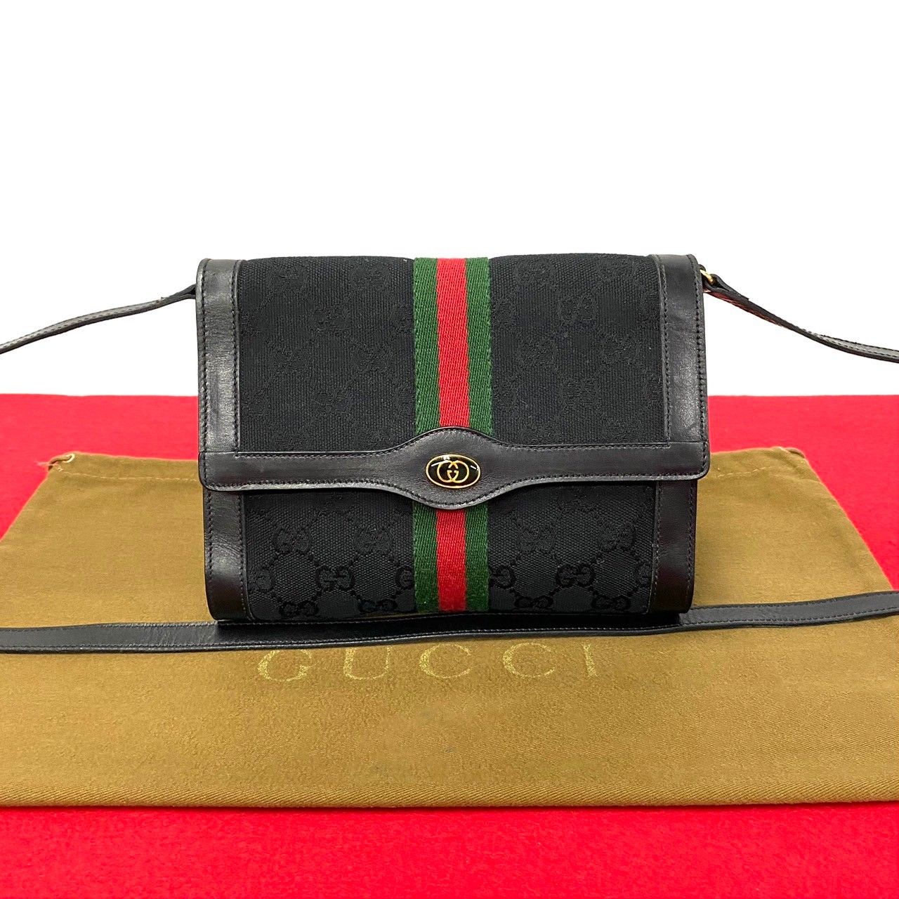 ほぼ未使用 GUCCI オールドグッチ シェリーライン レザー GGキャンバス ディアマンテ ミニ ショルダーバッグ 65406 ブラック - メルカリ