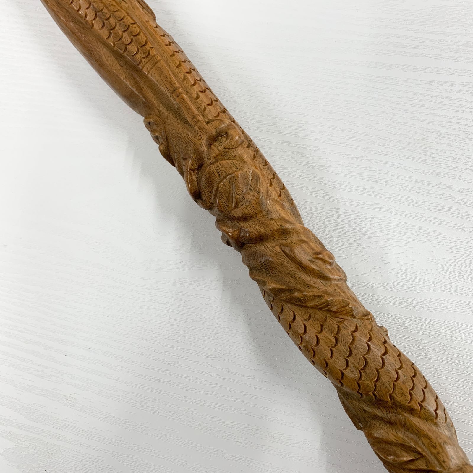 手彫り龍 杖 L字型 ステッキ 緑檀 ドラゴン - メルカリ