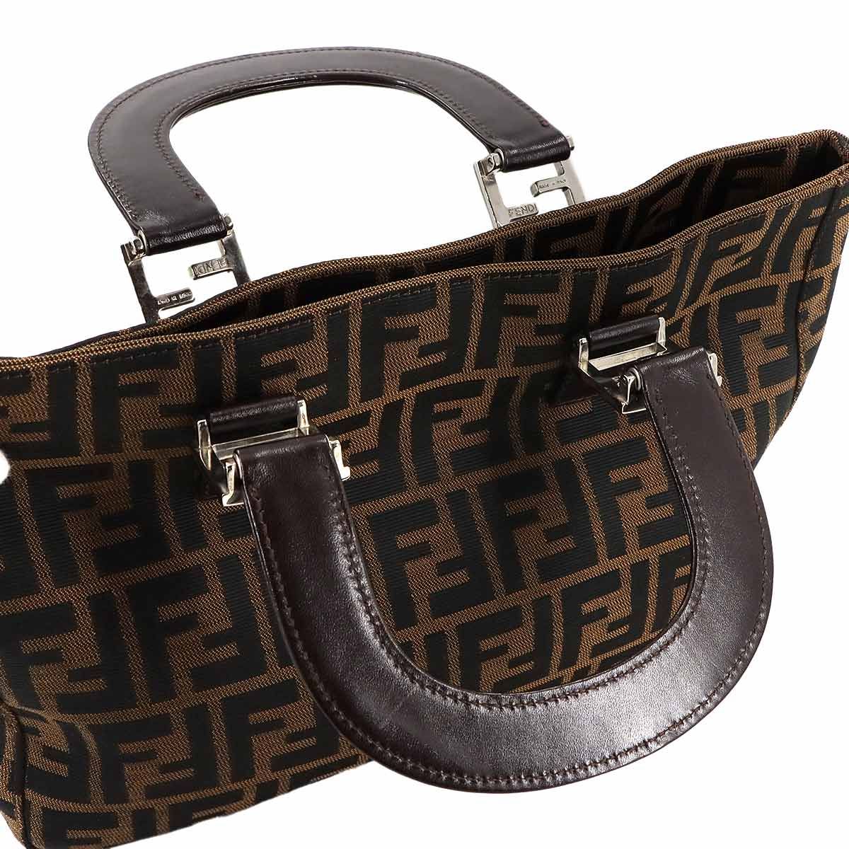 新品同様 フェンディ FENDI ズッカ柄 ハンド バッグ キャンバス