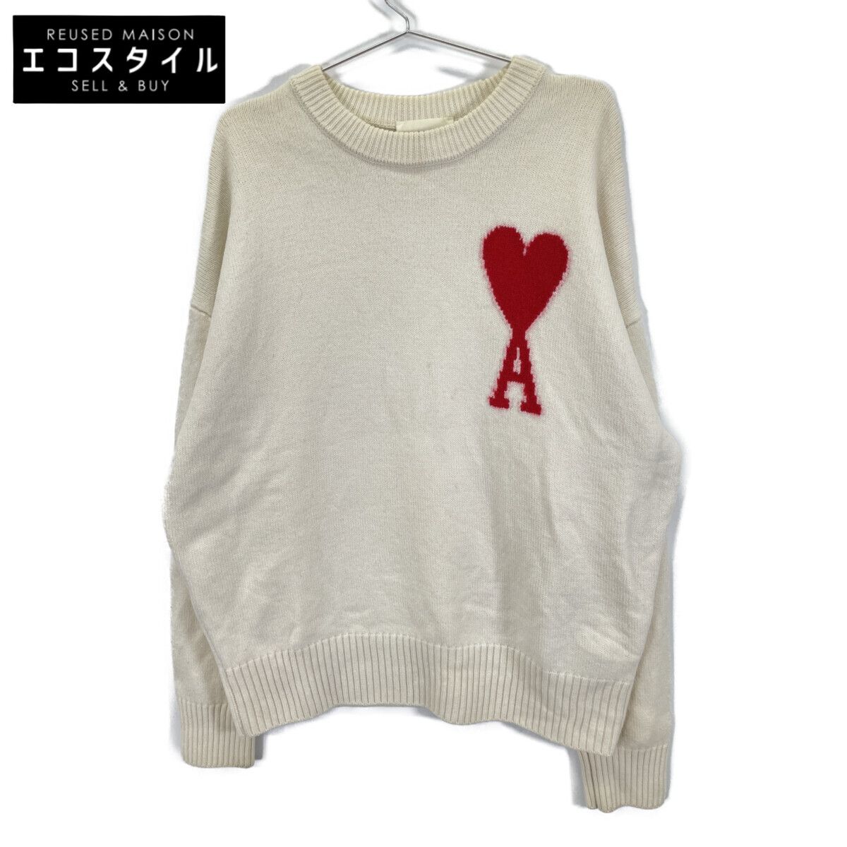 AMI PARIS アミパリス UKS002.018 ﾎﾜｲﾄ ﾜﾝﾎﾟｲﾝﾄ ﾛｺﾞﾆｯﾄ M