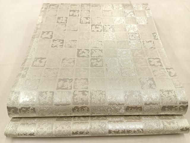 平和屋着物○ワンタッチつけ帯 市松吉祥花文 金糸 さが美扱い 正絹 逸品