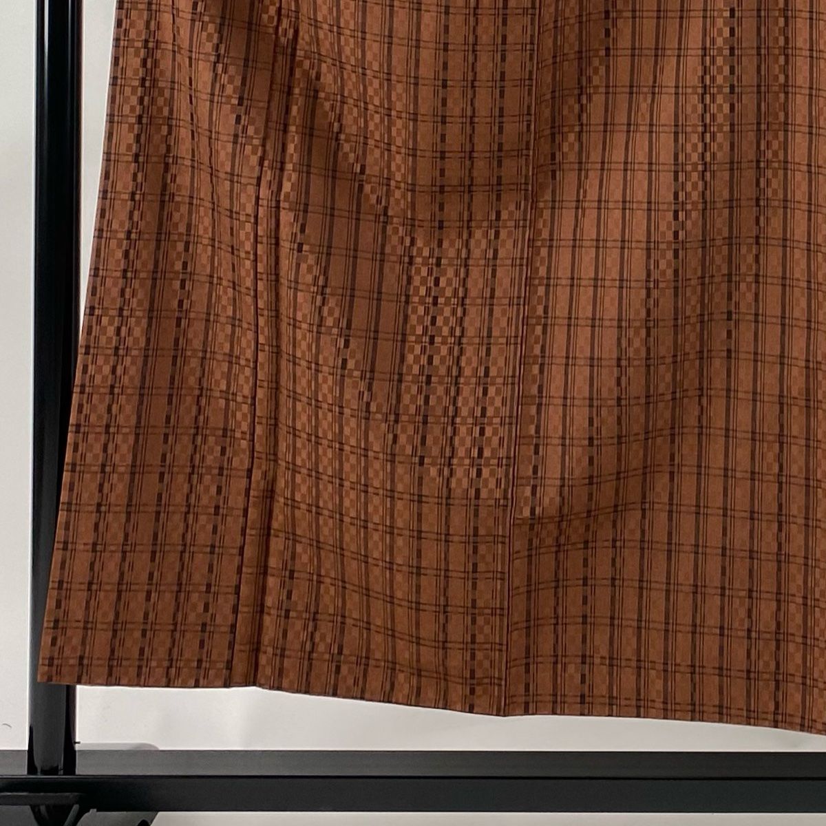 紬 身丈153cm 裄丈62cm S 袷 格子 茶色 正絹