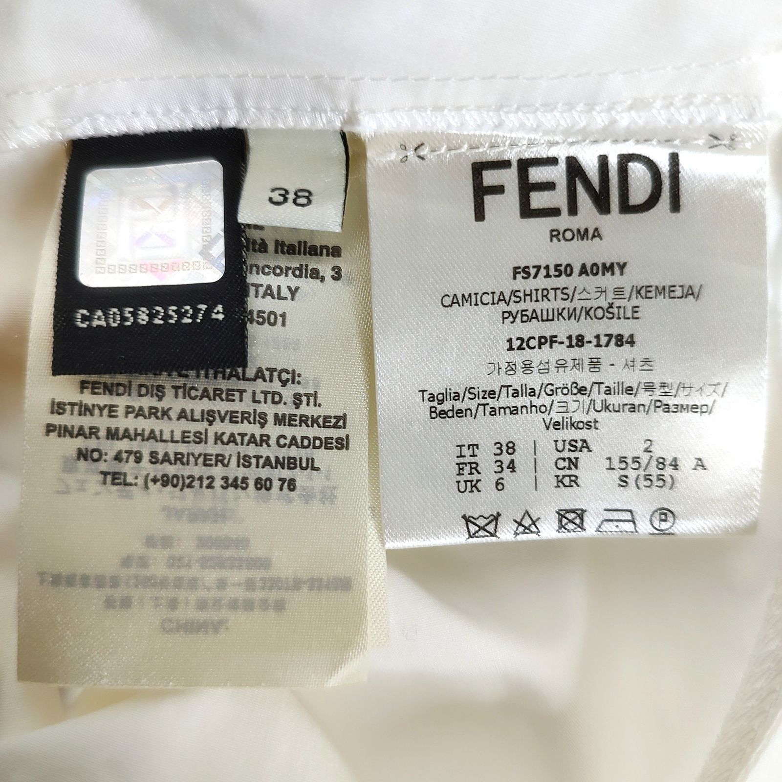 FENDI フェンディ ラッフル カラー ノースリーブ シャツ ブラウス 