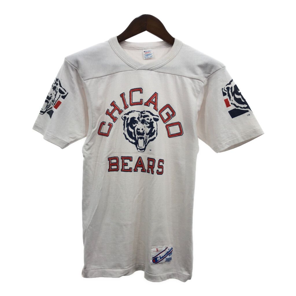 80年代 USA製 Champion チャンピオン NFL シカゴ・ベアーズ フットボールＴシャツ プロチーム ホワイト (メンズ SMALL) 中古 古着 Q6611