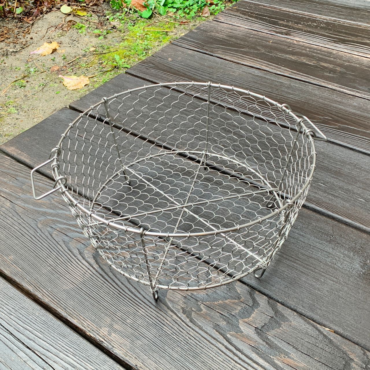 鳥井金網工芸 ステンレス製 手編み水切りカゴ 丸型（直径35cm
