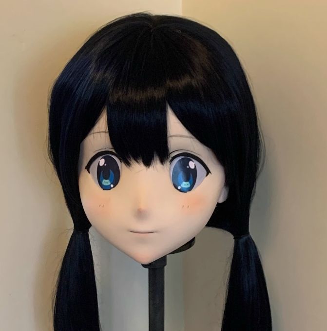 全頭マスク カツラ付き ロック付き NO.145 フルマスク ドール ヘッドロリータ人形 コスプレ 変身 仮装 着ぐるみ 二次元美少女