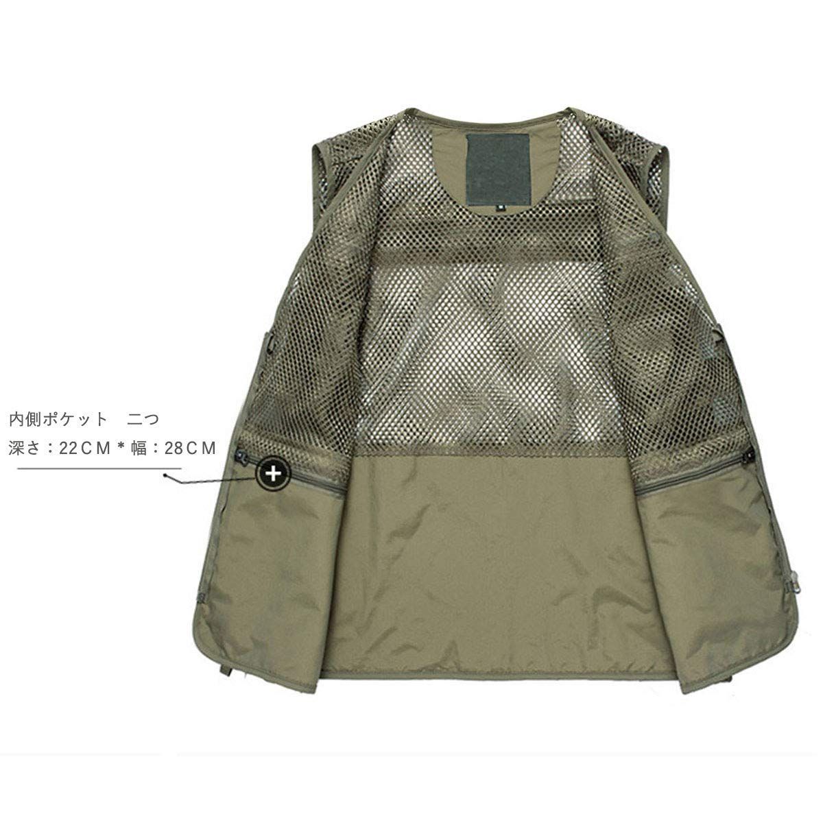 新品 AOWOFS フィッシングベスト メッシュベスト メンズ 多機能秋通気