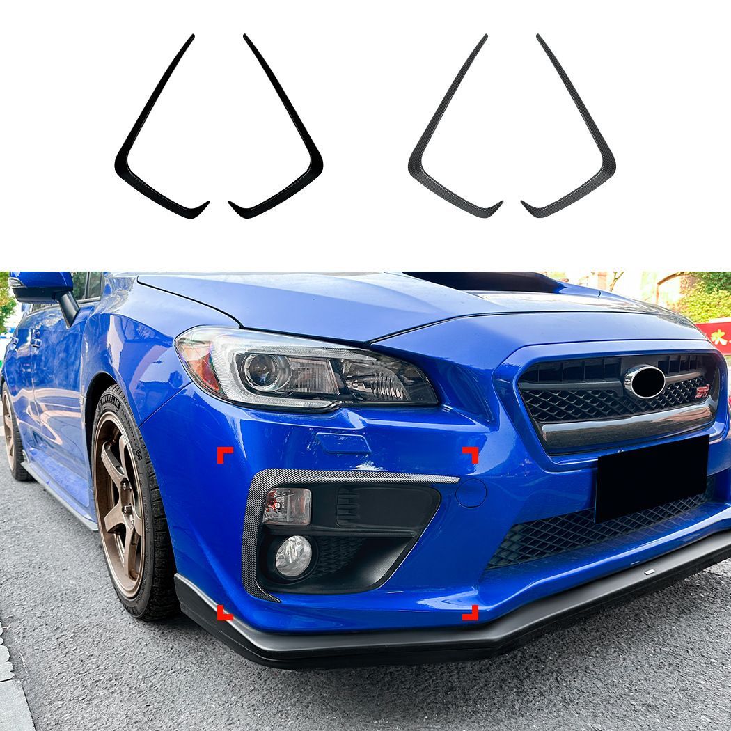 スバル WRX STI VA前期 2014-2016 フロントグリルエアベントカバー カーボン調|ピアノブラック 外装ステッカー