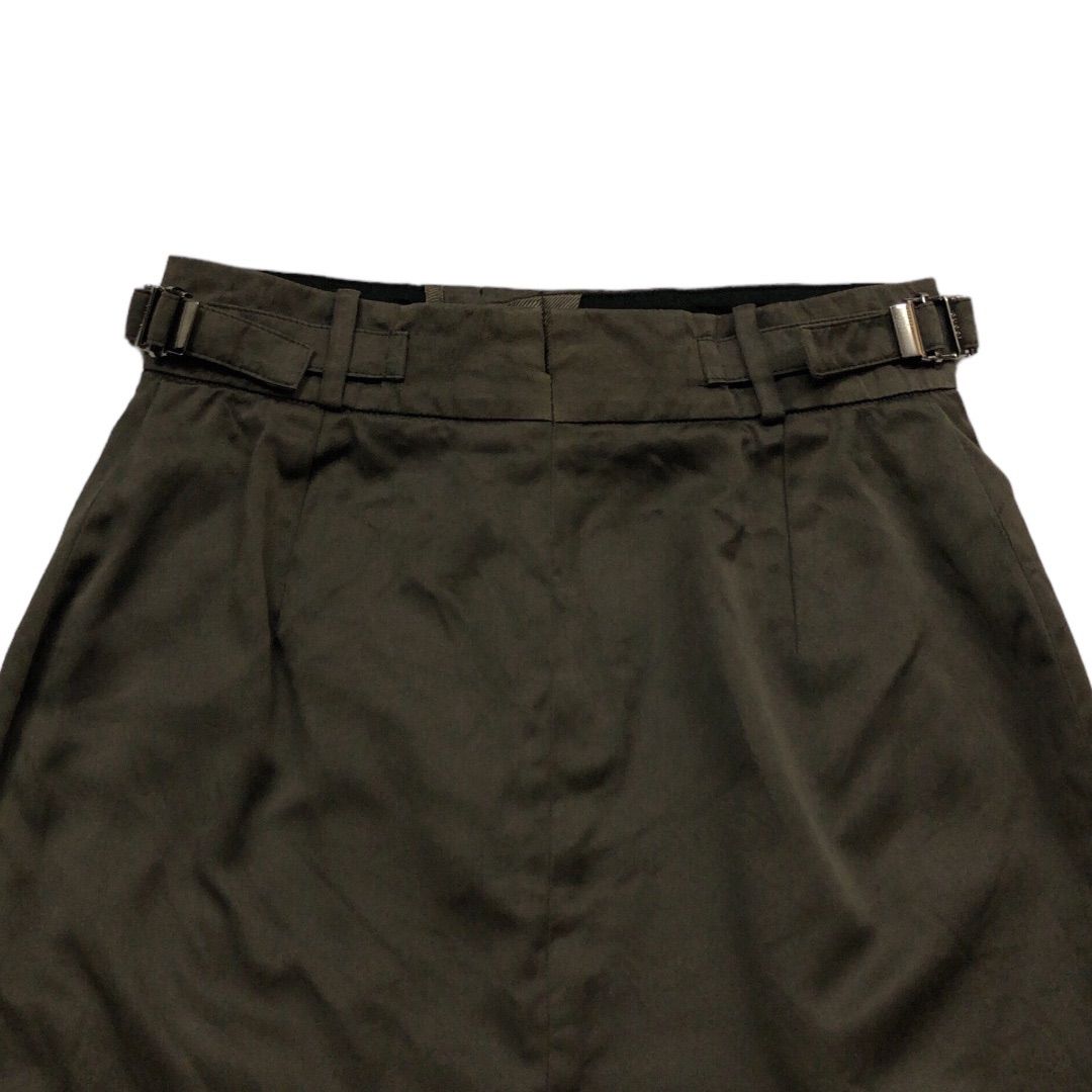 ◇ Gucci グッチ イタリア製 膝丈 タイト ベルト付き レザー 切替 スカート 38 ブラック * 1002797908513