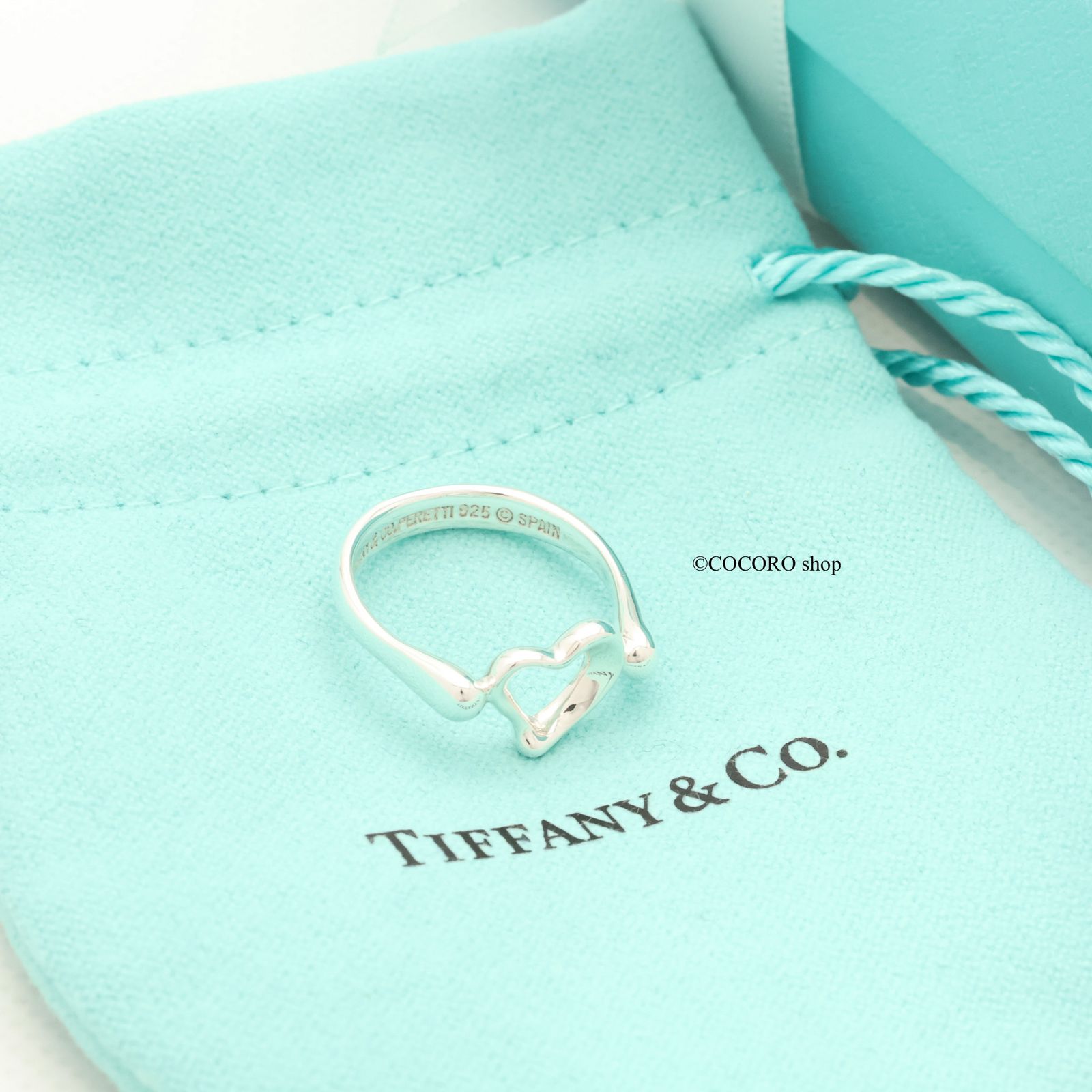 【美品】ティファニー TIFFANYu0026Co. エルサペレッティ オープンハート ミニ リング Ag925