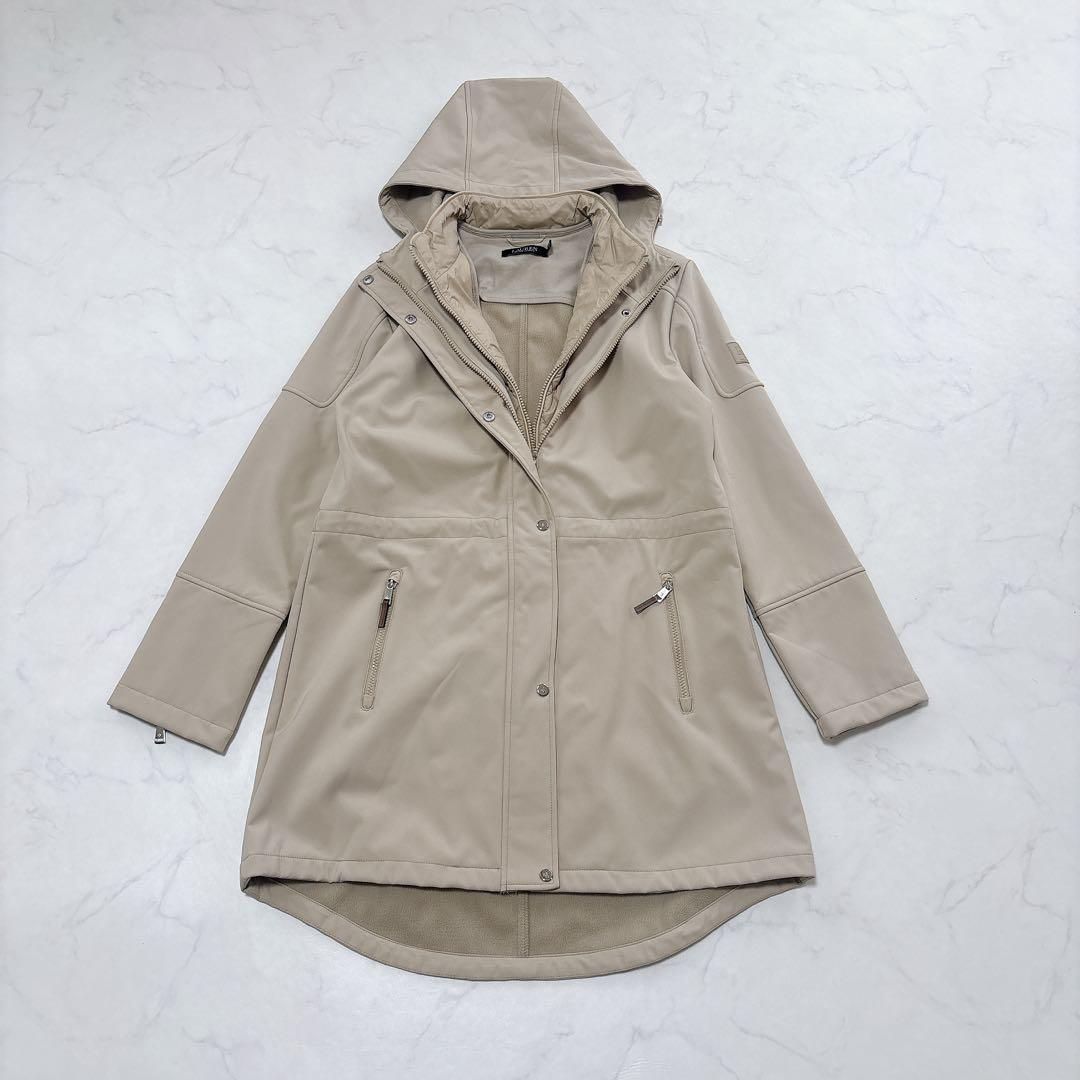 ラルフローレン フード付きコート ナイロン 袖ロゴ ライトベージュ
