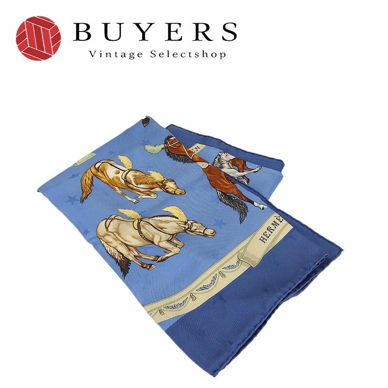 エルメス　シルク100% 馬　大判　90角 中古】エルメス スカーフ カレ90 EN PISTE シルク100％ 馬 小物