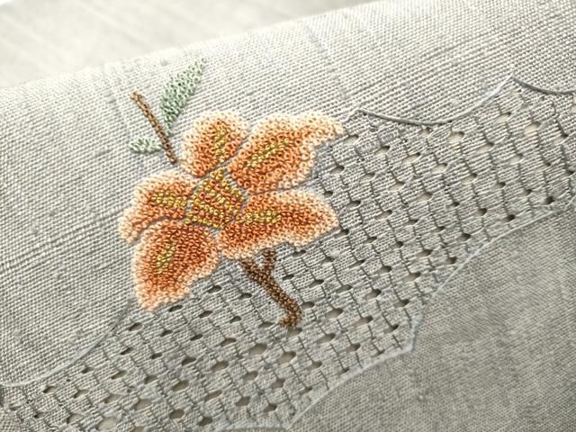 平和屋着物●中国三大刺繍　スワトウ相良刺繍　総刺繍　九寸名古屋帯　紬地　枝花文　金糸　正絹　逸品　CAAT8028hy 平和屋着物○中国三大刺繍 スワトウ相良刺繍 総刺繍 九寸名古屋帯 紬地