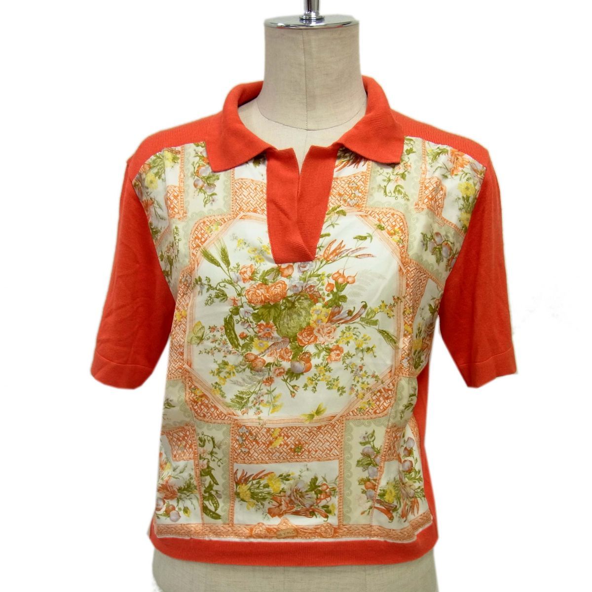 夏物◇ETRO シルク(絹)100％ 花柄 半袖 カットソー スキッパー