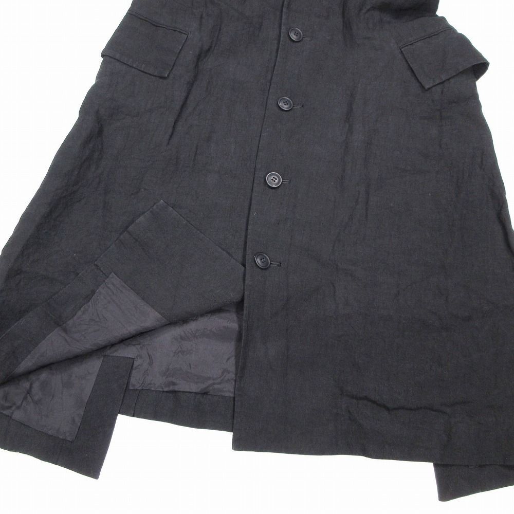 22SS レギュレーション ヨウジヤマモト REGULATION Yohji Yamamoto リネン ロング ジレ ベスト FE-J52-300 1 S ブラック ur1 【中古】 22SS レギュレーション ヨウジヤマモト REGULATION Yohji