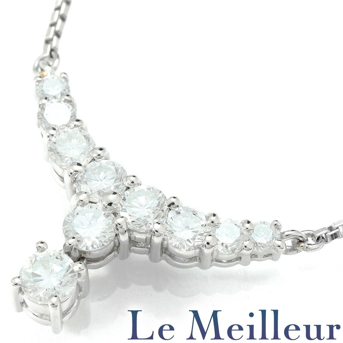 ラインデザイン ネックレス ダイヤモンド 1.00ct Pt850 中古  