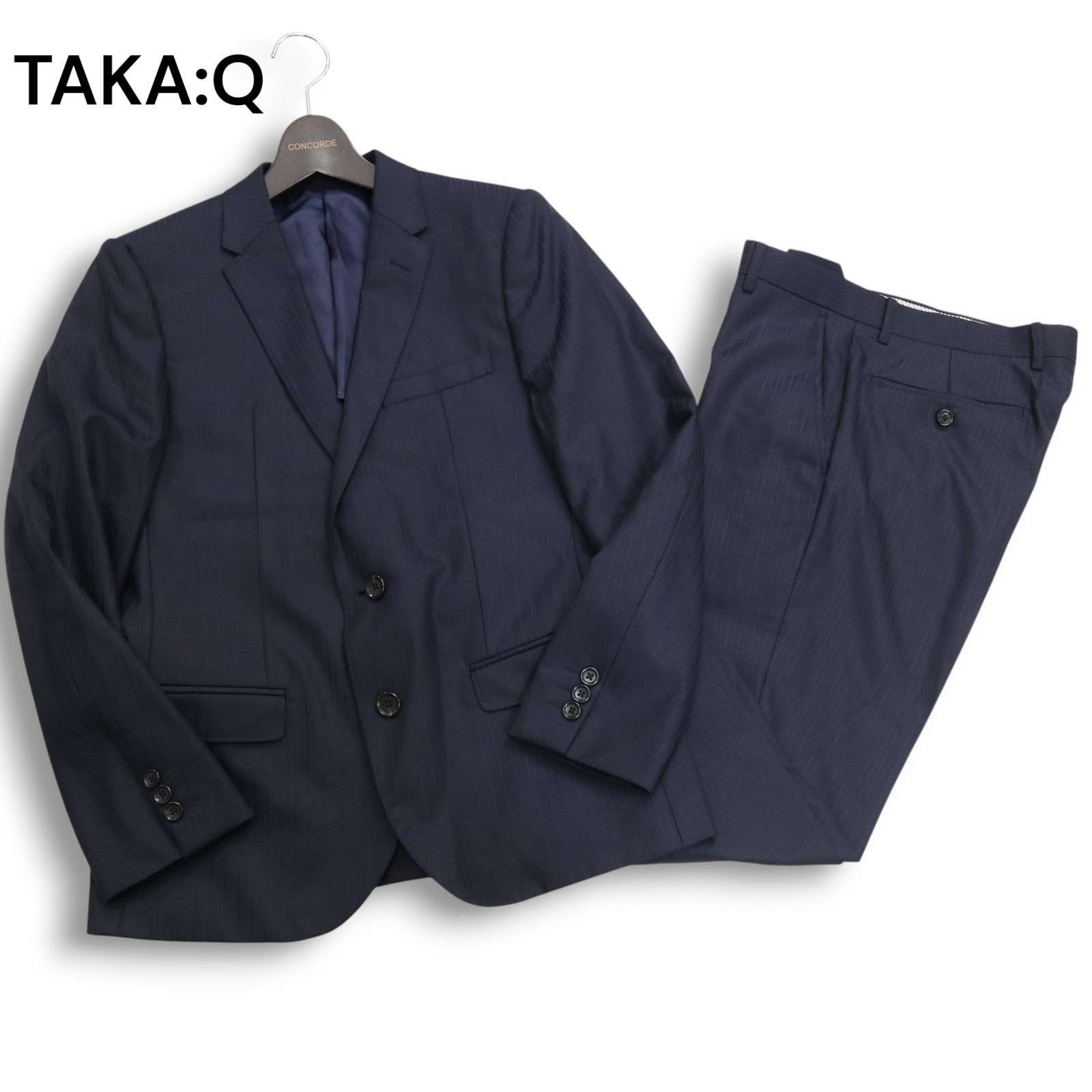 TAKA:Q タカキュー 通年 背抜き☆ ストレッチ ストライプ セットアップ