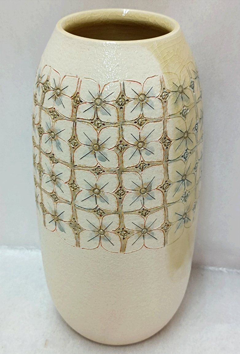 【国内配送】 未使用品 清水焼 陶器花瓶／花入れ 寺池静人造（師：楠部彌弌） 花器、壷