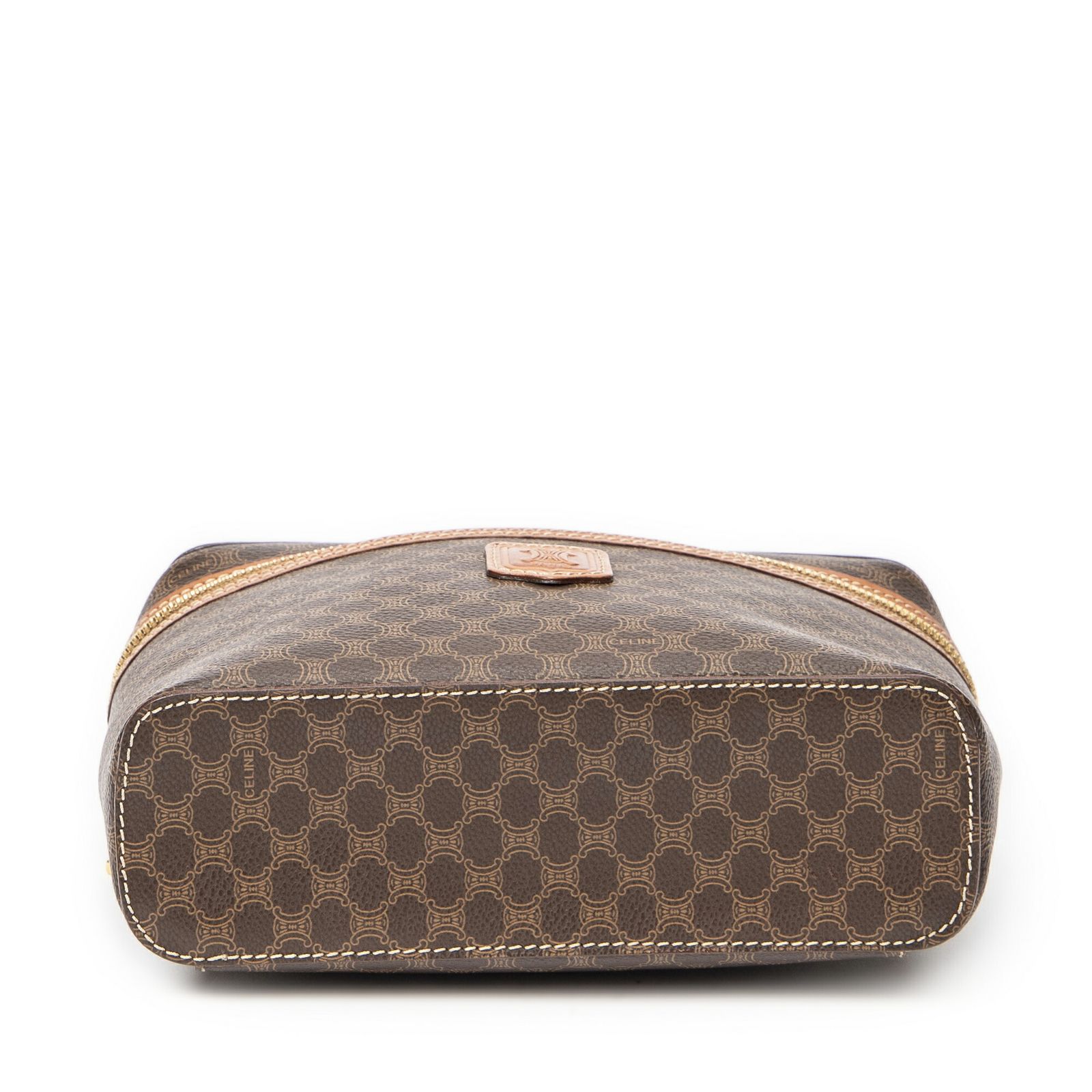 CELINE セリーヌヴィンテージバニティケース茶色マカダムPVCキャンバスA