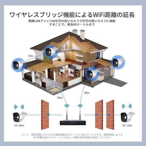 防犯カメラ 4 台セット 屋外 高画質 防水 監視カメラ WiFi強化 H