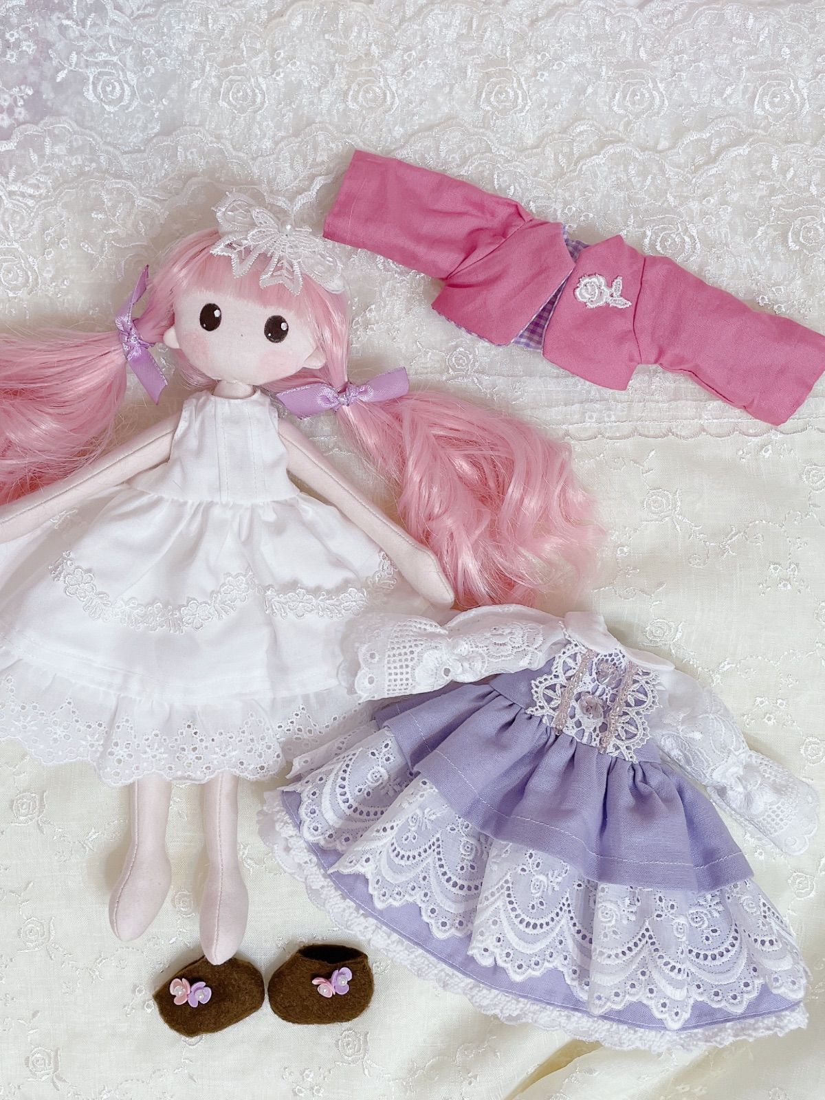 カントリードール♡ハンドメイド♡お人形♡ピンク？サーモンピンク？♡ カントリードール♡ハンドメイド♡お人形♡ 人形