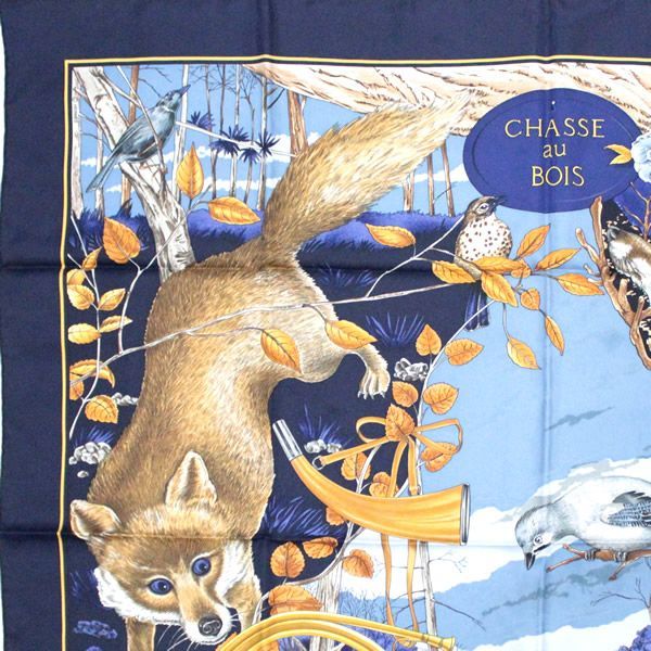 HERMÈS ヴィンテージ・スカーフ　FOX HERMÈS ヴィンテージ・スカーフFOX