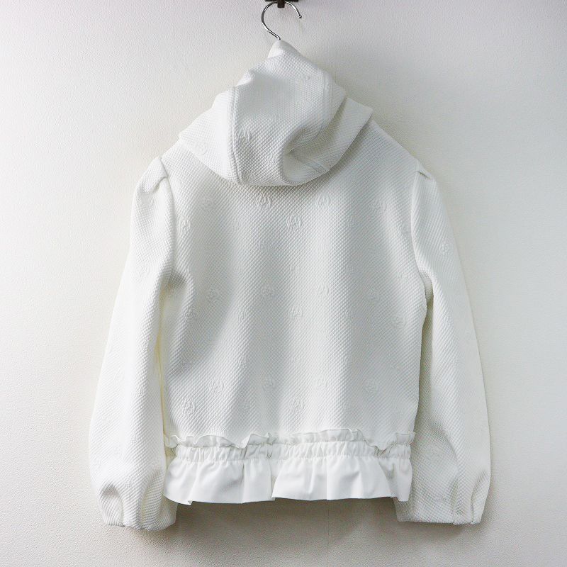 カタログ掲載品 エムズグレイシー M SGRACY エンボス加工パーカー 38 ホワイト フードハオリ 花柄 ロゴ