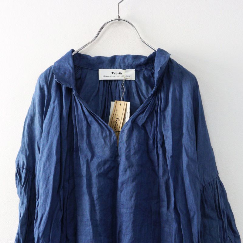 情報が満載。 タブリク Tabrik ラミー 襟付きギャザーロングワンピース 濃藍 ブルーネイビー ボリュームドレス 透け有 2400014411928 高品質で激安通販！ 