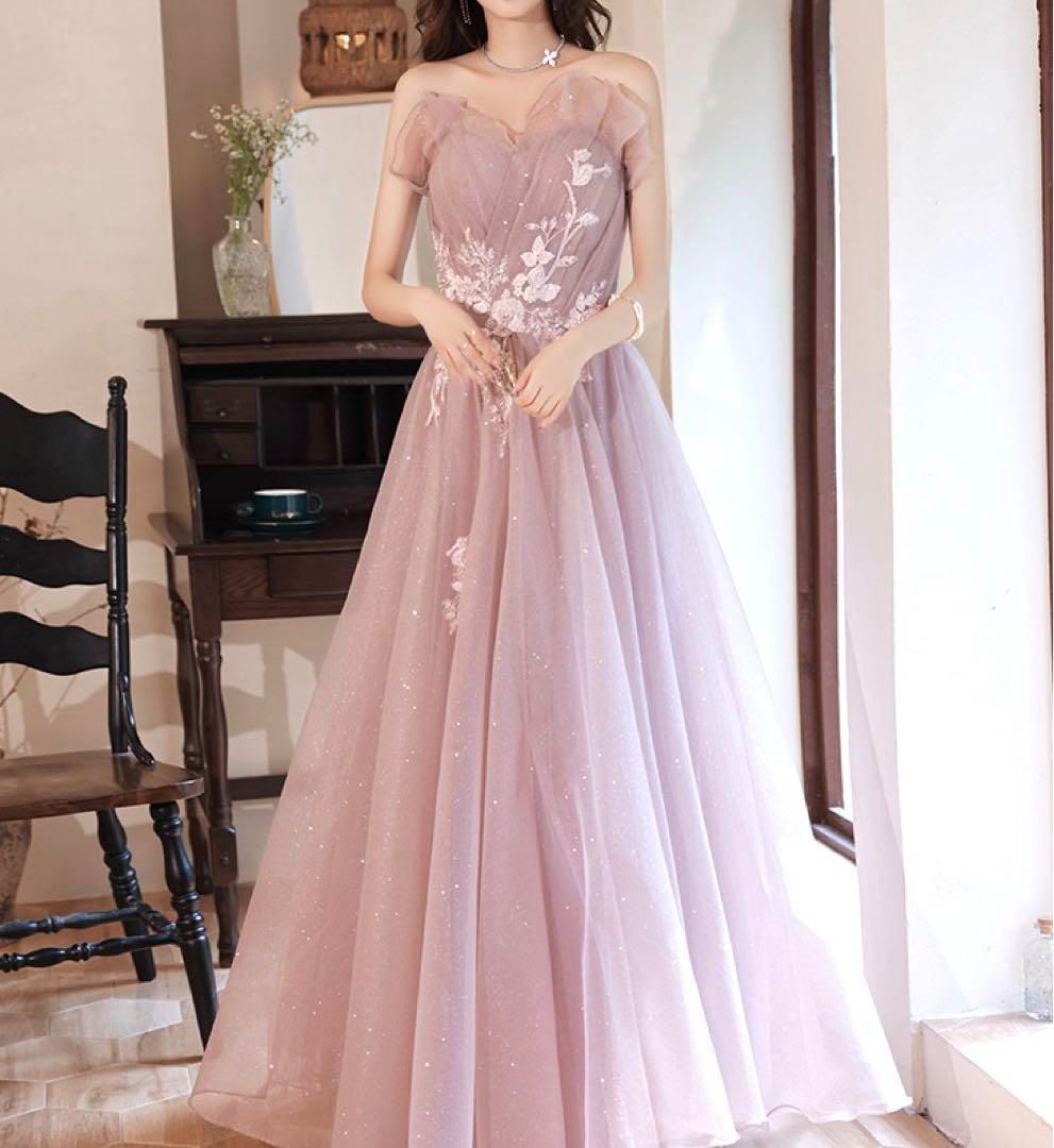 オシャレなデザインにリボンが可愛い ベア イブニングドレス ベアトップ 大人可愛いイブニングドレス | 結婚式のパーティー