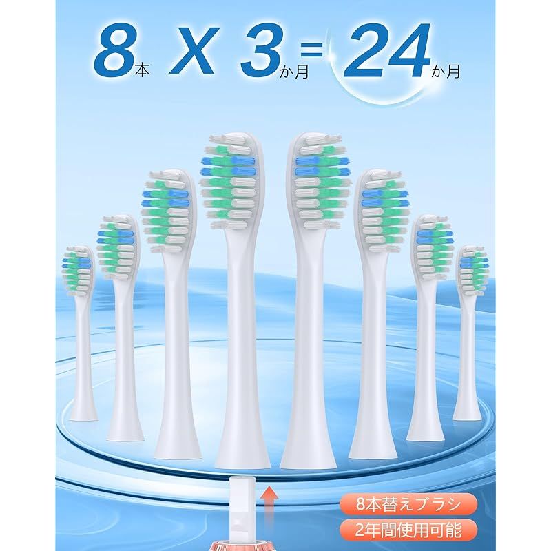 電動歯ブラシ 電動ハブラシ 音波式ブラシ 電動歯ブラシ横振り IPX 7防水 6モード音波歯ブラシ 替えブラシ8本付 Type-C充電式 50日連続使用 2分間オートタイマー 収納ケース付き 低騒音 携帯便利 旅行 1 歯ブラシ替え 歯ブラシ 