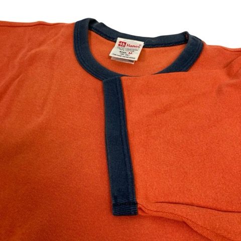 ヘインズ Hanes リンガーT Tシャツ 半袖 無地 M オレンジ 黒