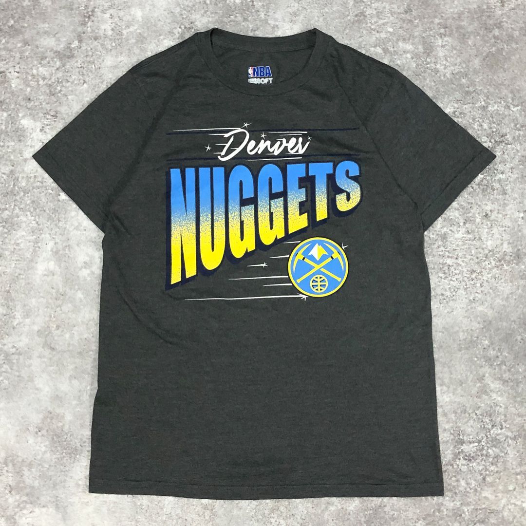 NBA デンバー・ナゲッツ チームロゴ プリント Tシャツ グレー M 古着