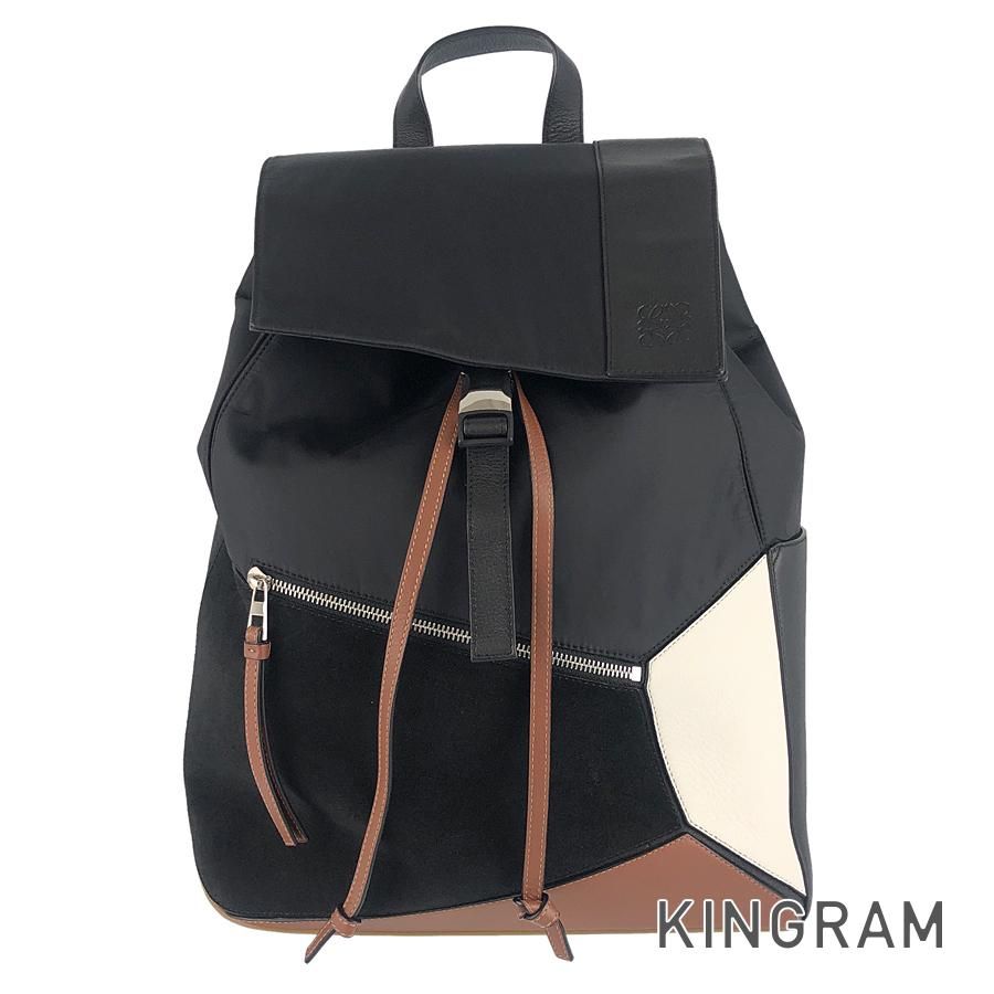ロエベ LOEWE パズル ブラック ナイロン レザー スエード バックパック 