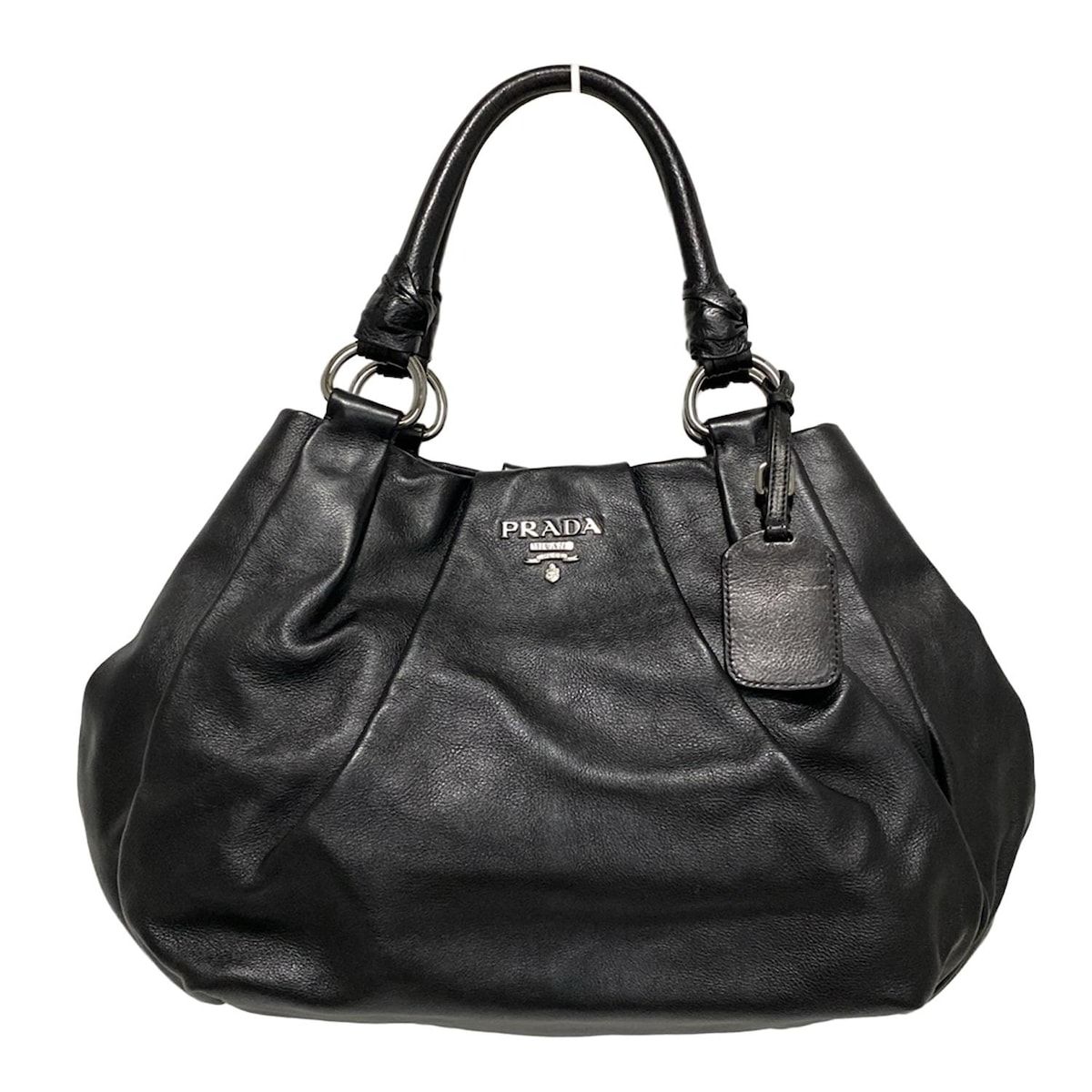 PRADA プラダ トートバッグ - BR4009 黒 革タグ レザー
