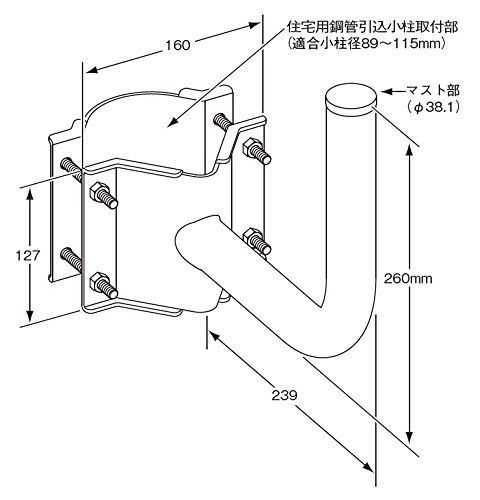 在庫セールマスプロ電工 住宅用鋼管引込小柱用BSCSアンテナ用取付金具