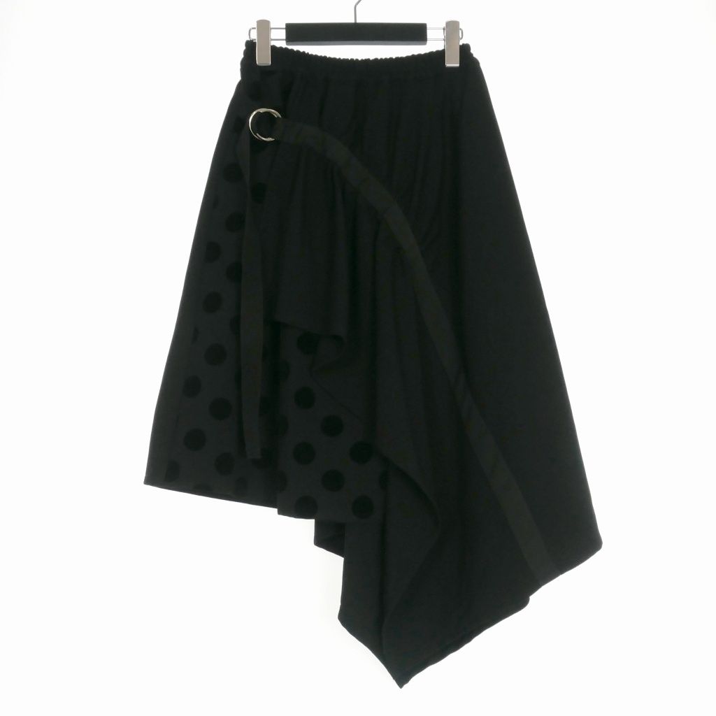 美品】ゴム gomme アシンメトリー ラップスカート ドット M 黒
