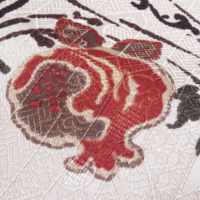 正絹 中国刺繍 白地 パステルカラー 袋帯 ガード加工済 極美品 正絹 中国刺繍 白地 パステルカラー 袋帯 ガード加工済 極美品
