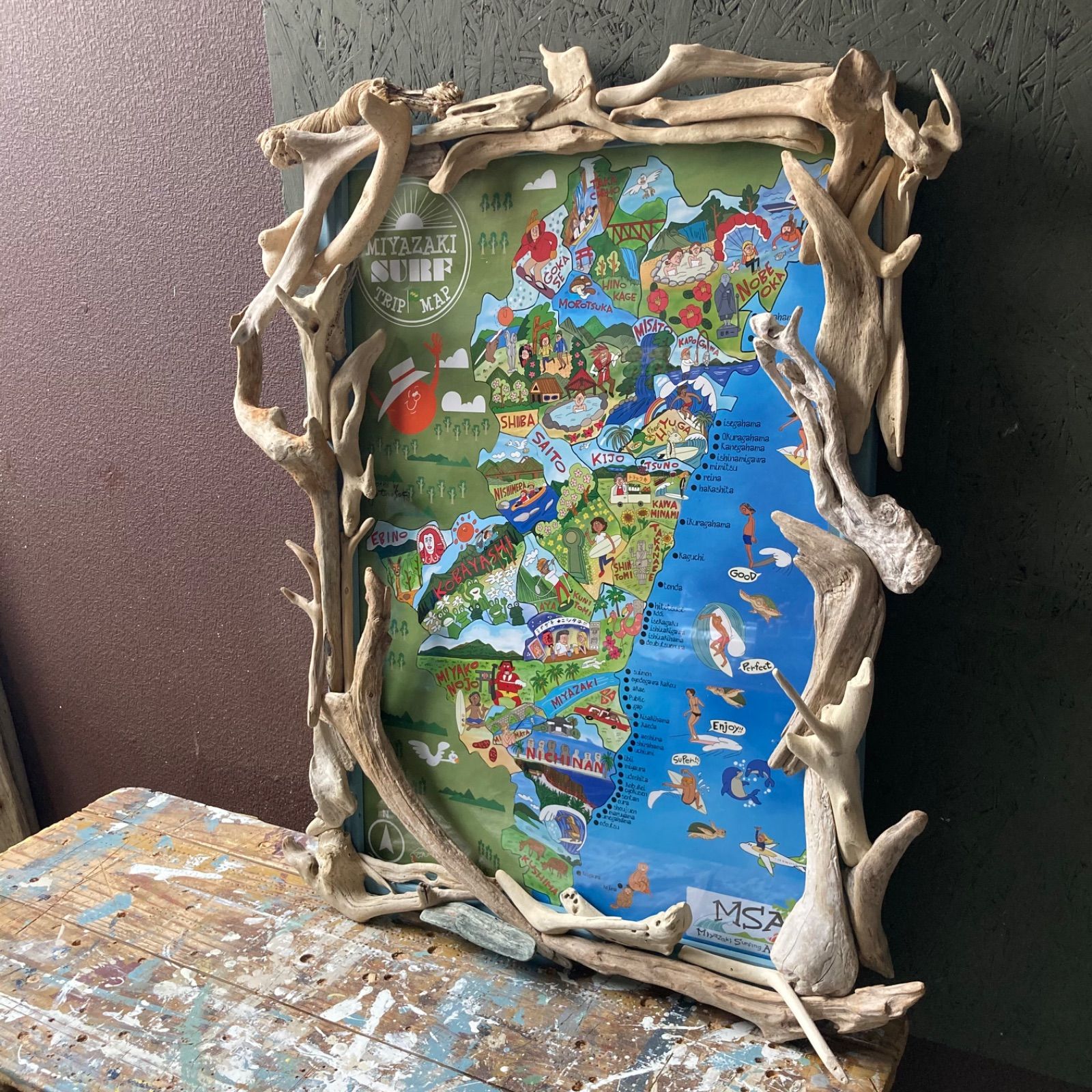 流木フレーム ≡MIYAZAKI SURF TRIP MAP≡ 宮崎サーフトリップマップ