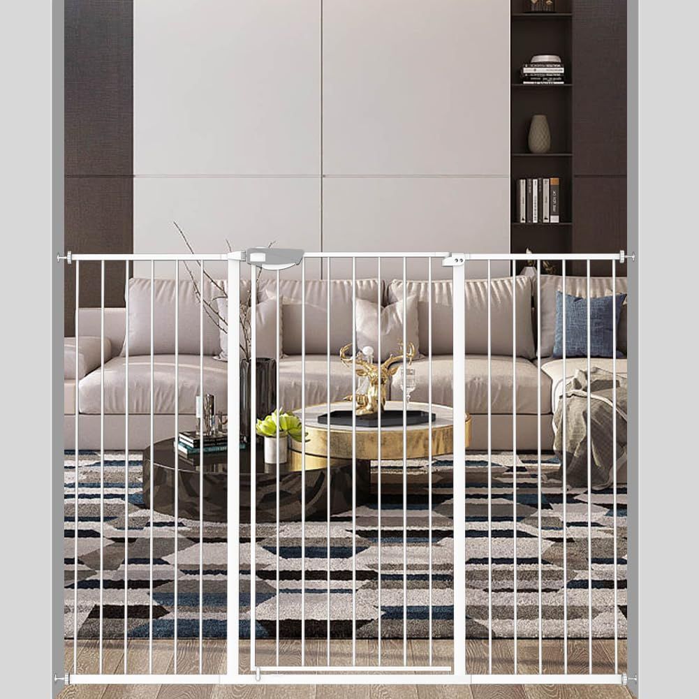 Seogva ペットゲート 3.5cm柵間隔 ペットドア付き 高さ78cm ペットゲート 犬 猫 ゲート ブラック ホワイト 猫用ゲート 過密フレーム付き 猫 ゲート 犬すり抜け防止フェンス つっぱり 扉付き 赤ちゃん ベビーゲート 突っ張り式 自動ロッ