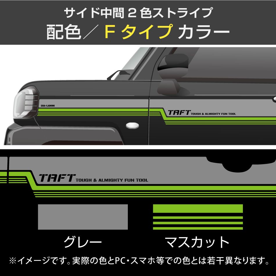 ダイハツタフト サイド中間2色ストライプ 配色 タイプF グレー マスカット 2色仕様