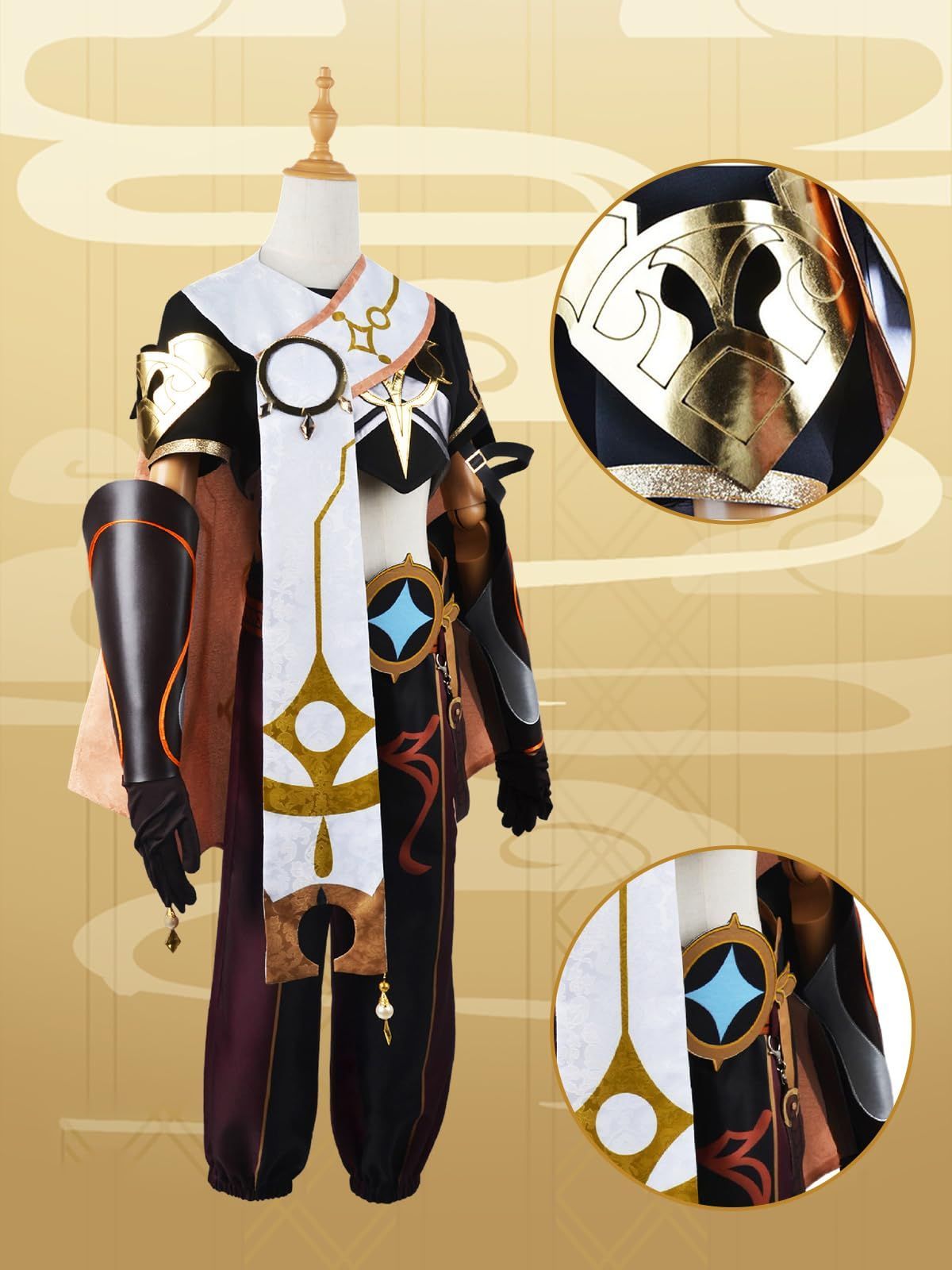 五次元 高品質 空 コスプレ ウィッグ付き 旅人 兄 原神 コスプレ衣装 フルセット コスチューム 大人用 仮装 文化祭 Genshin Aether cosplay BJ0919ML04