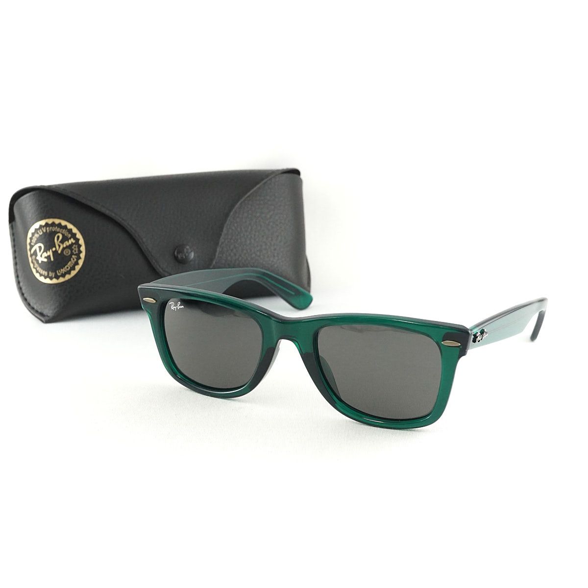 サングラス RayBan WAYFARER RB2140-F USED品 6615/B1 グリーン レイバン ウェイファーラー アイウェア ケース付 中古 X7421 サングラス RayBan WAYFARER RB2140-F USED品 6615/B1 グリーン